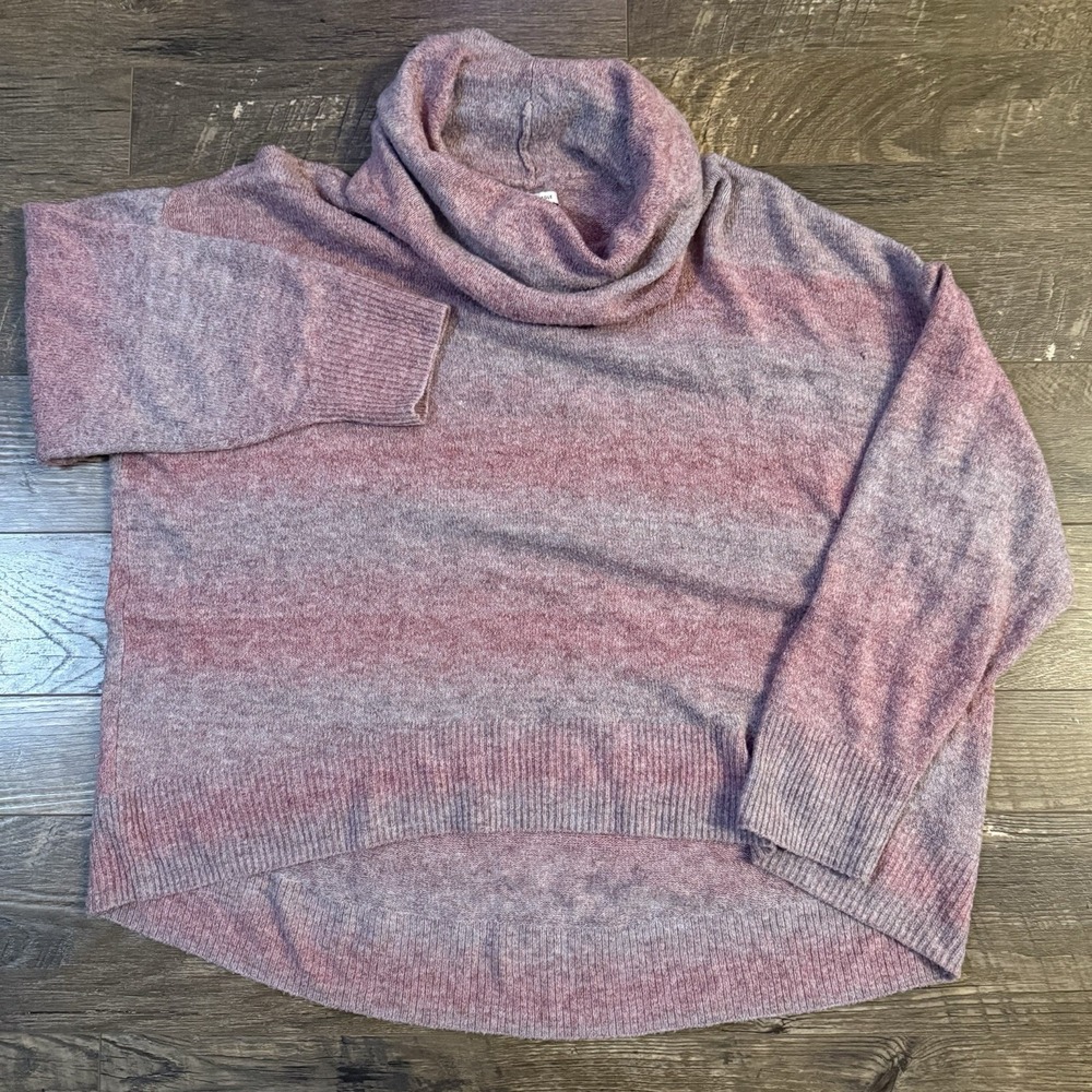 American Eagle Oversized Sweater Xl Light Pink  Striped‎ Cowl Neck Cozy